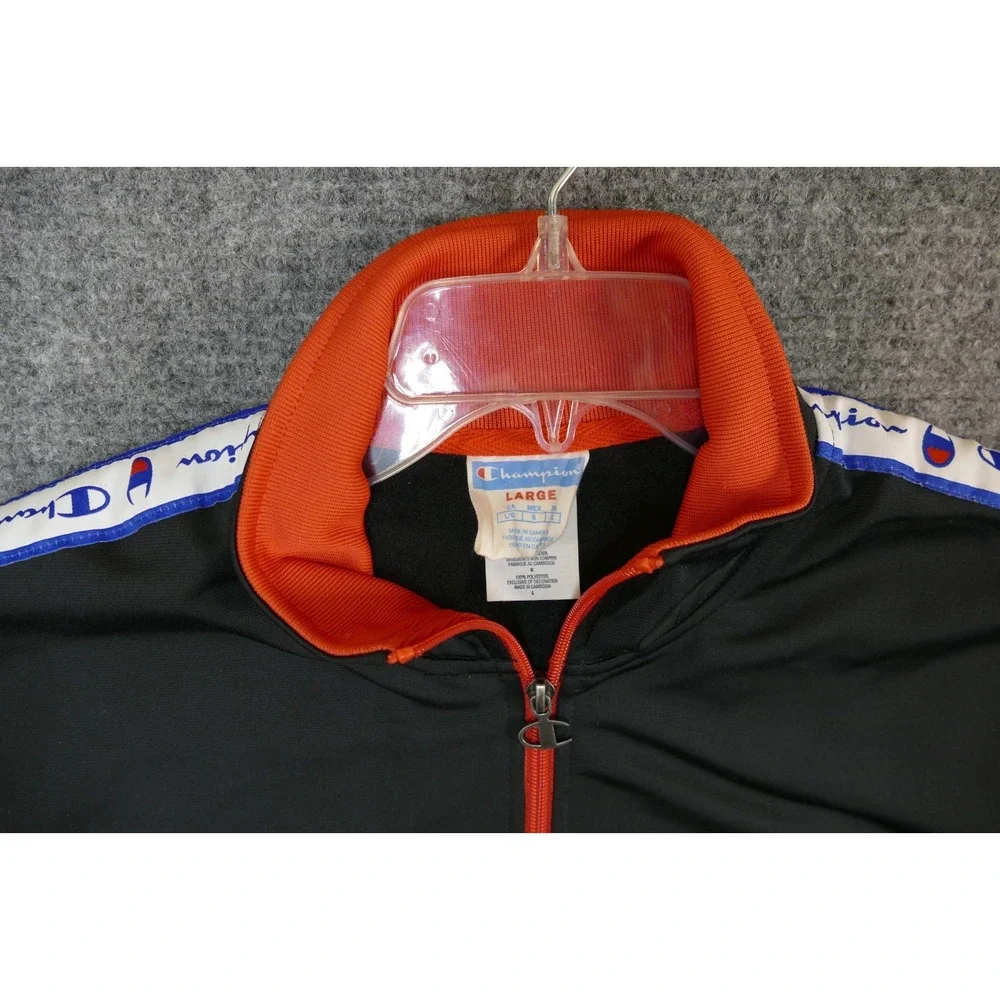 Champion vintage zip up jacket black with red accents size large with embroidery